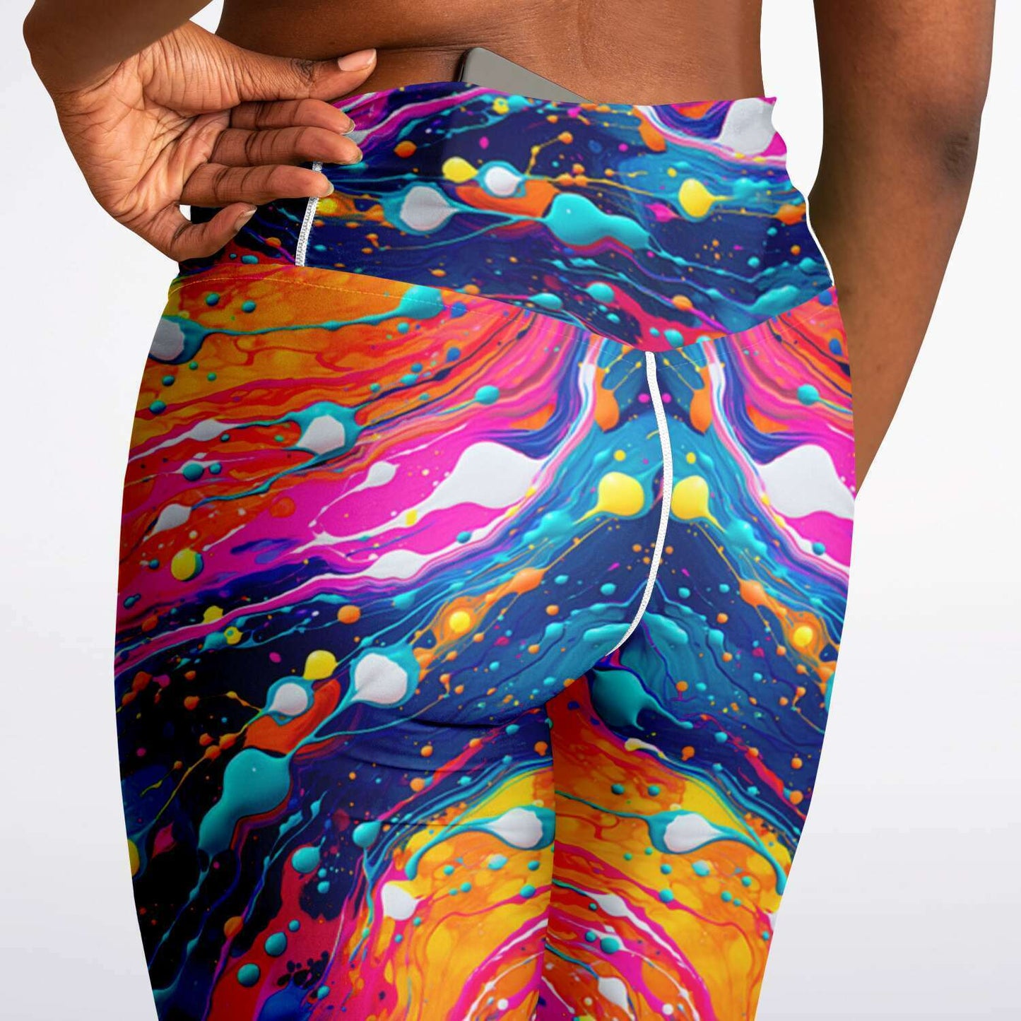 Tangerine Fluid Art Flare Leggings