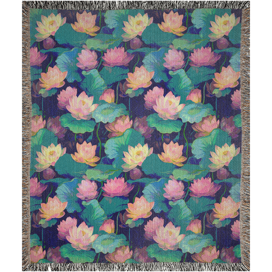 Ethereal Lotus Art Nouveau Woven Blanket