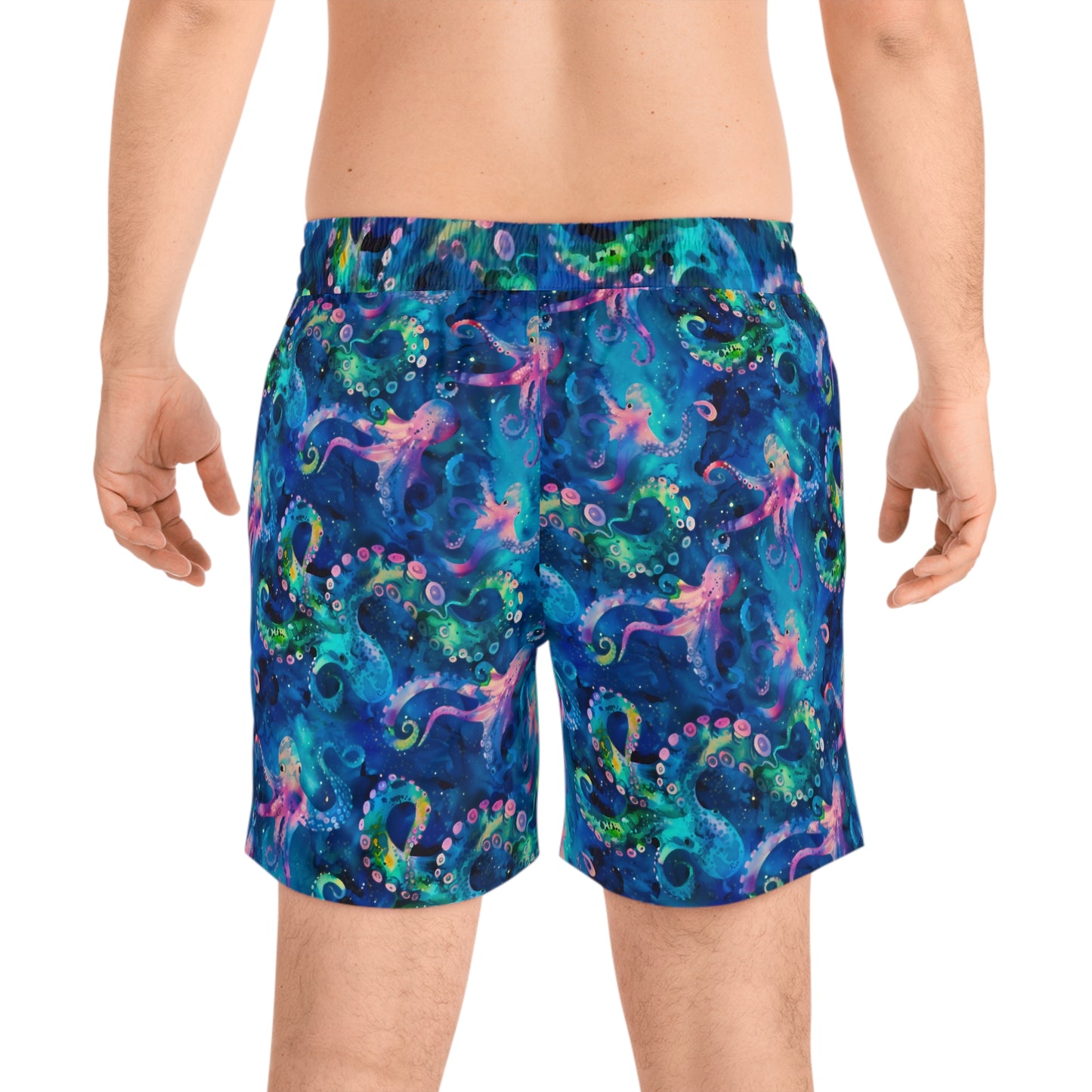 Abstract Space Octopi Men's Mid-Length Swim Shorts