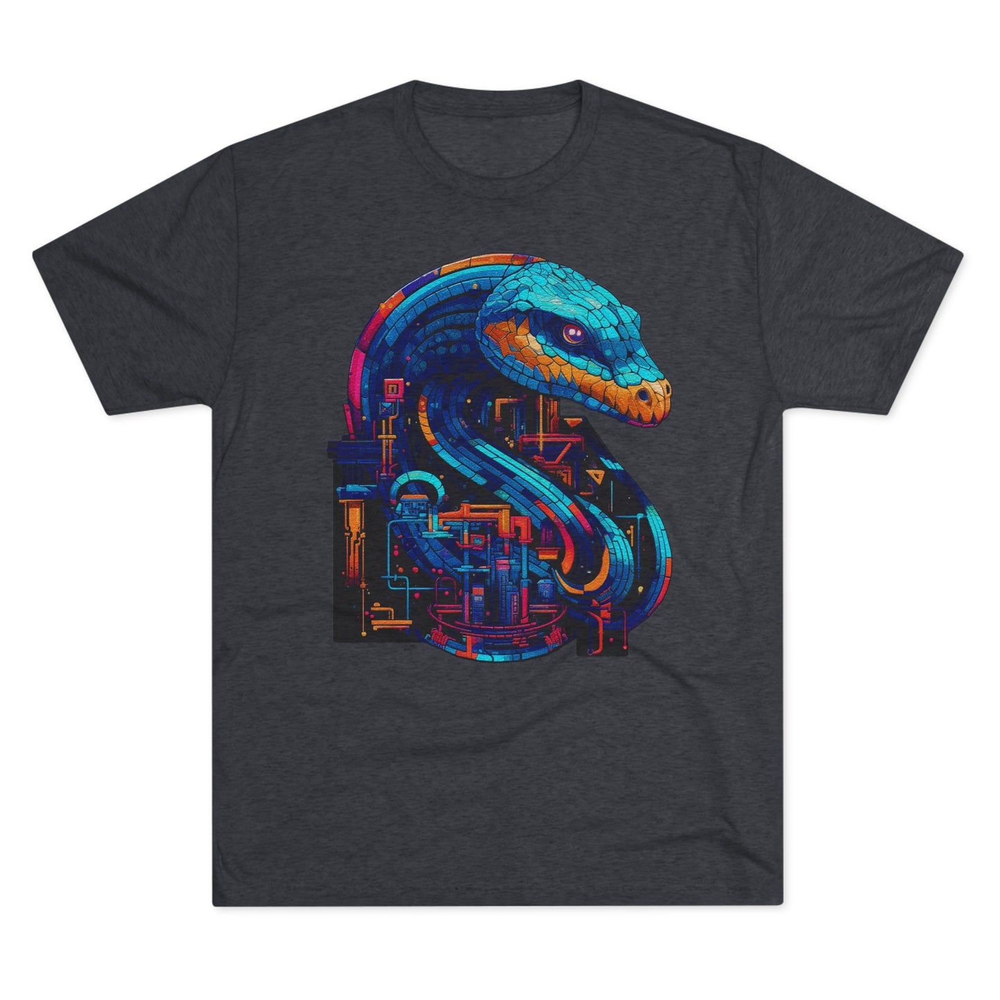 Cyber Snake, Techno Viper of the Digital Realm- Men's Classic Fit Tri-Blend Crew T-Shirt