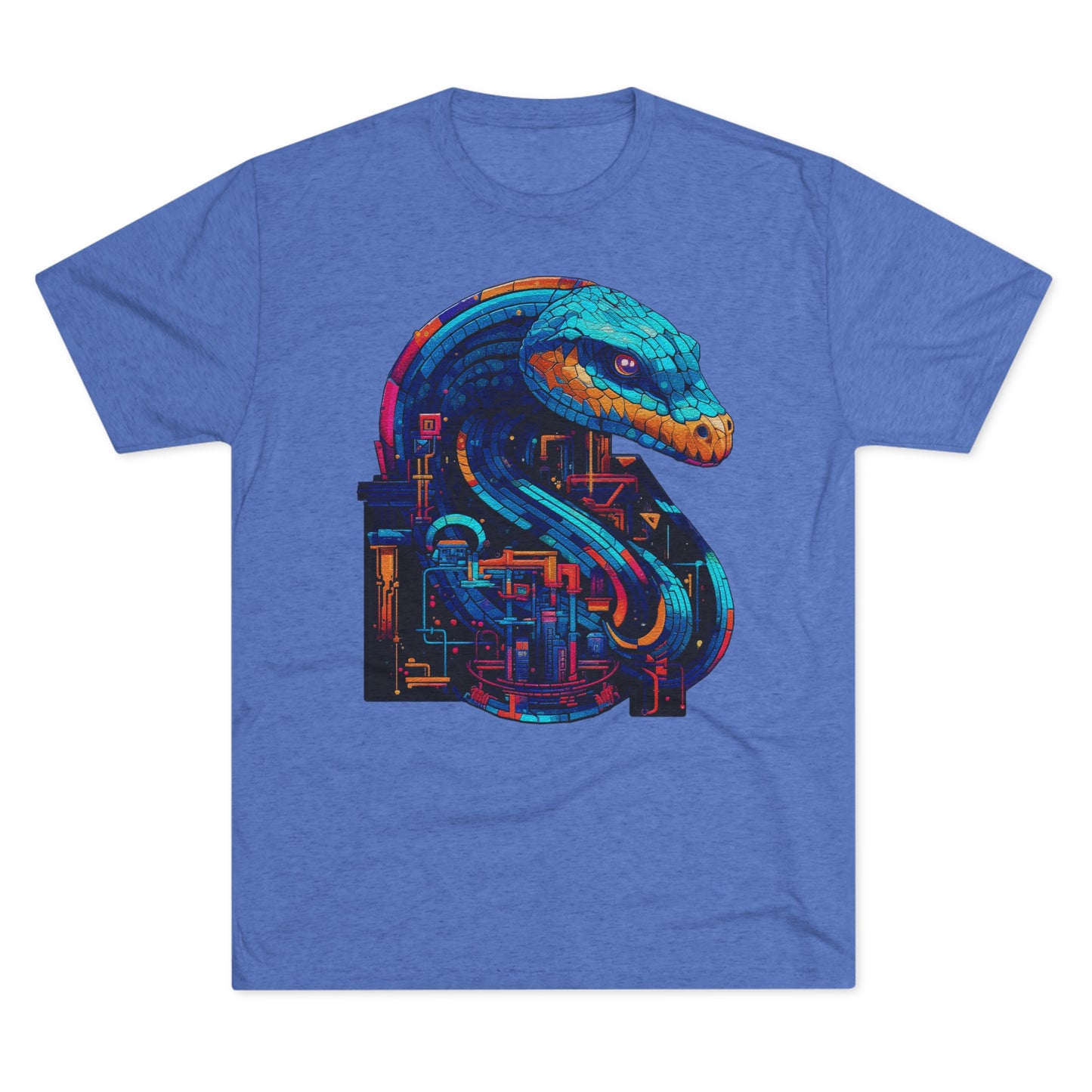 Cyber Snake, Techno Viper of the Digital Realm- Men's Classic Fit Tri-Blend Crew T-Shirt