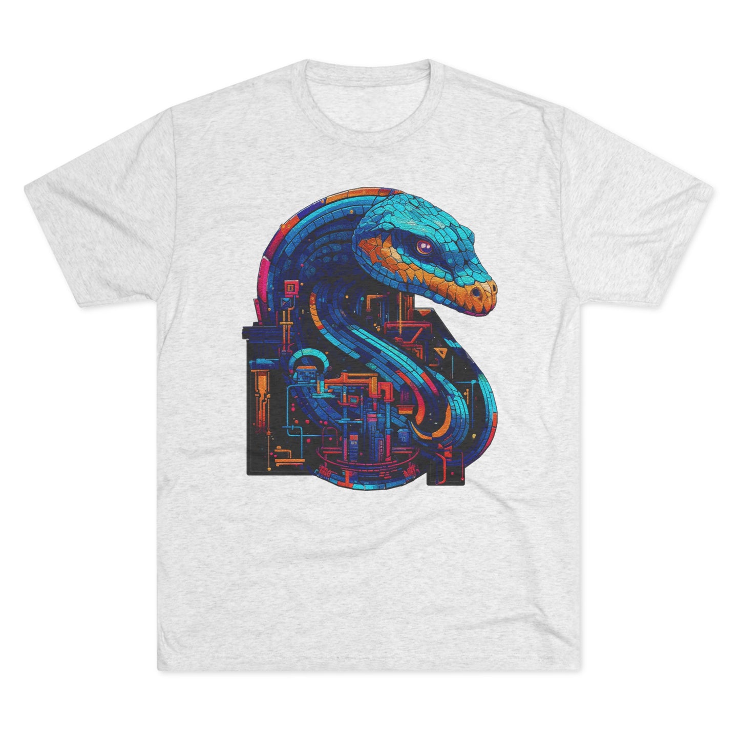 Cyber Snake, Techno Viper of the Digital Realm- Men's Classic Fit Tri-Blend Crew T-Shirt