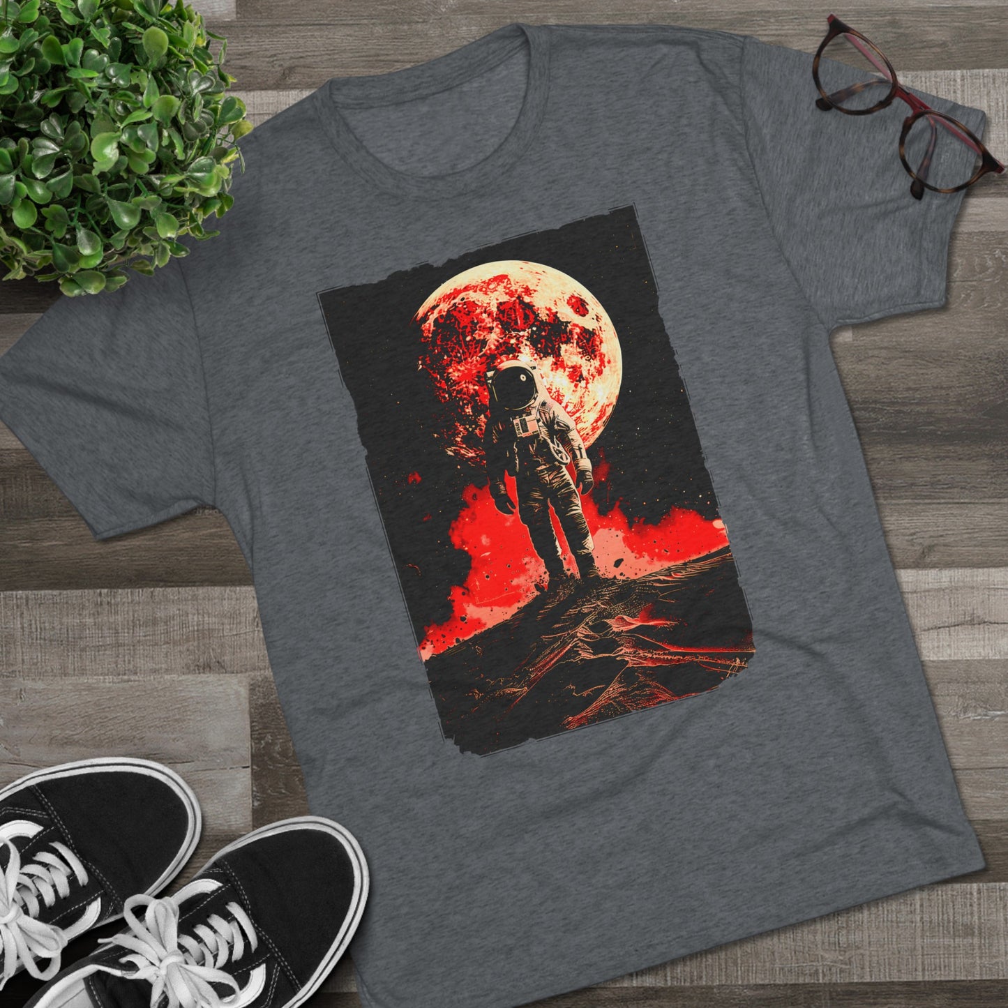 Red Planet Moonlit Space Walk Men's Classic Fit Tri-Blend Crew T-Shirt