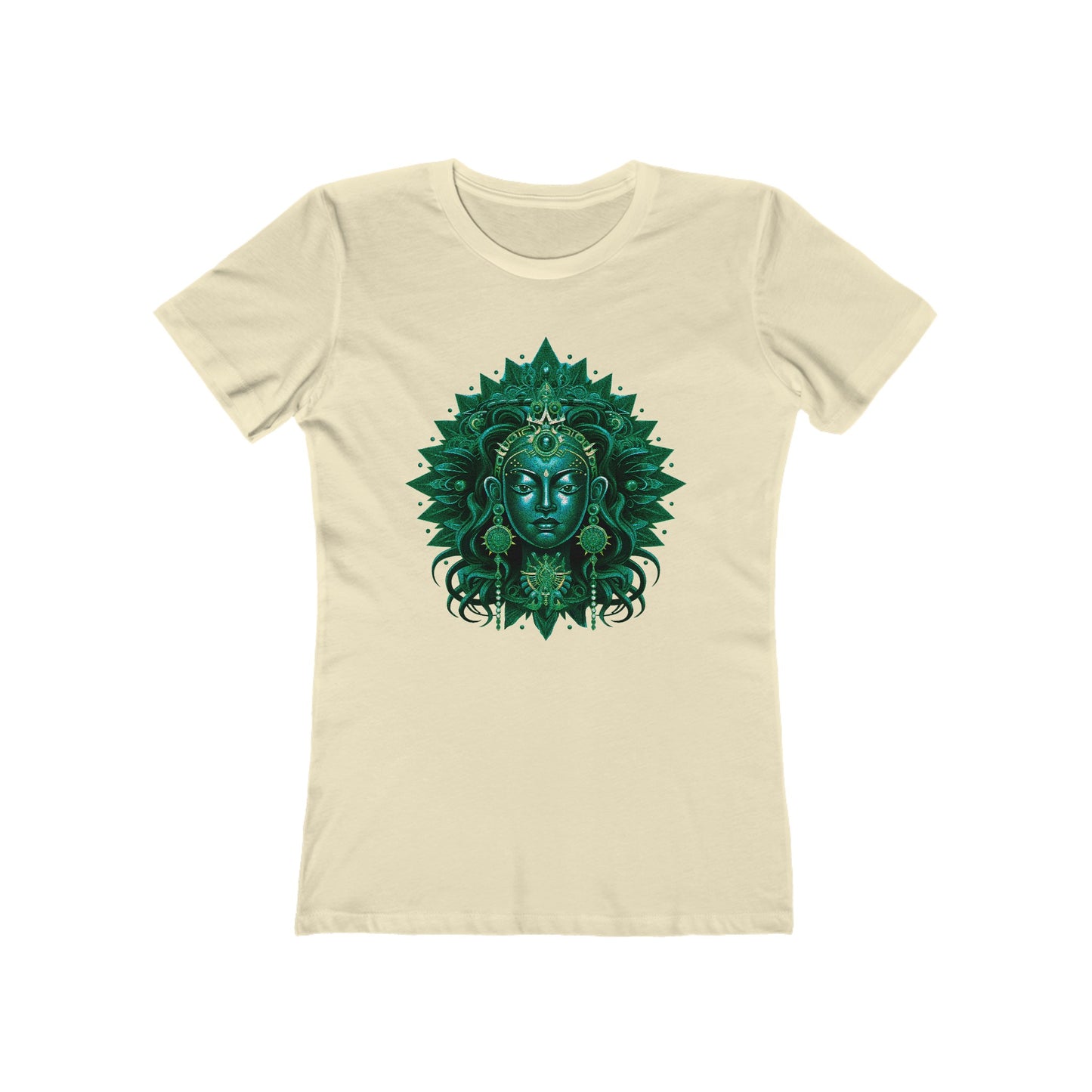 Radiant Goddess Green Tara: A Mandalic Portrait of Divine Beauty Women's Fitted T-Shirt