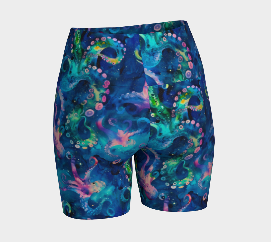 Abstract Space Octopi Yoga Shorts