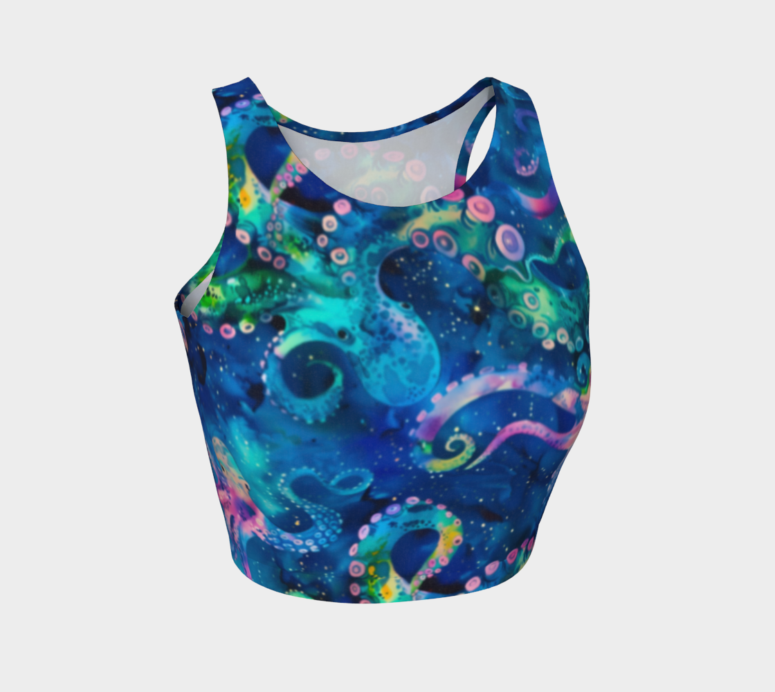 Abstract Space Octopi Cropped Tank Top