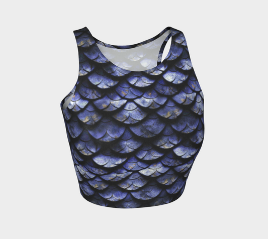 Midnight Dragon Scales Glitter/Performance Athletic Cropped Tank Top