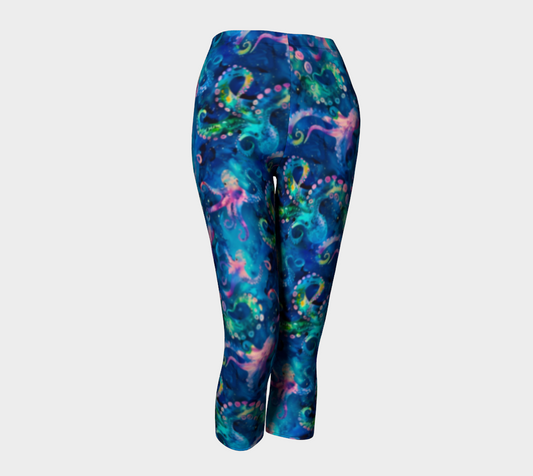 Abstract Space Octopi Capri Leggings