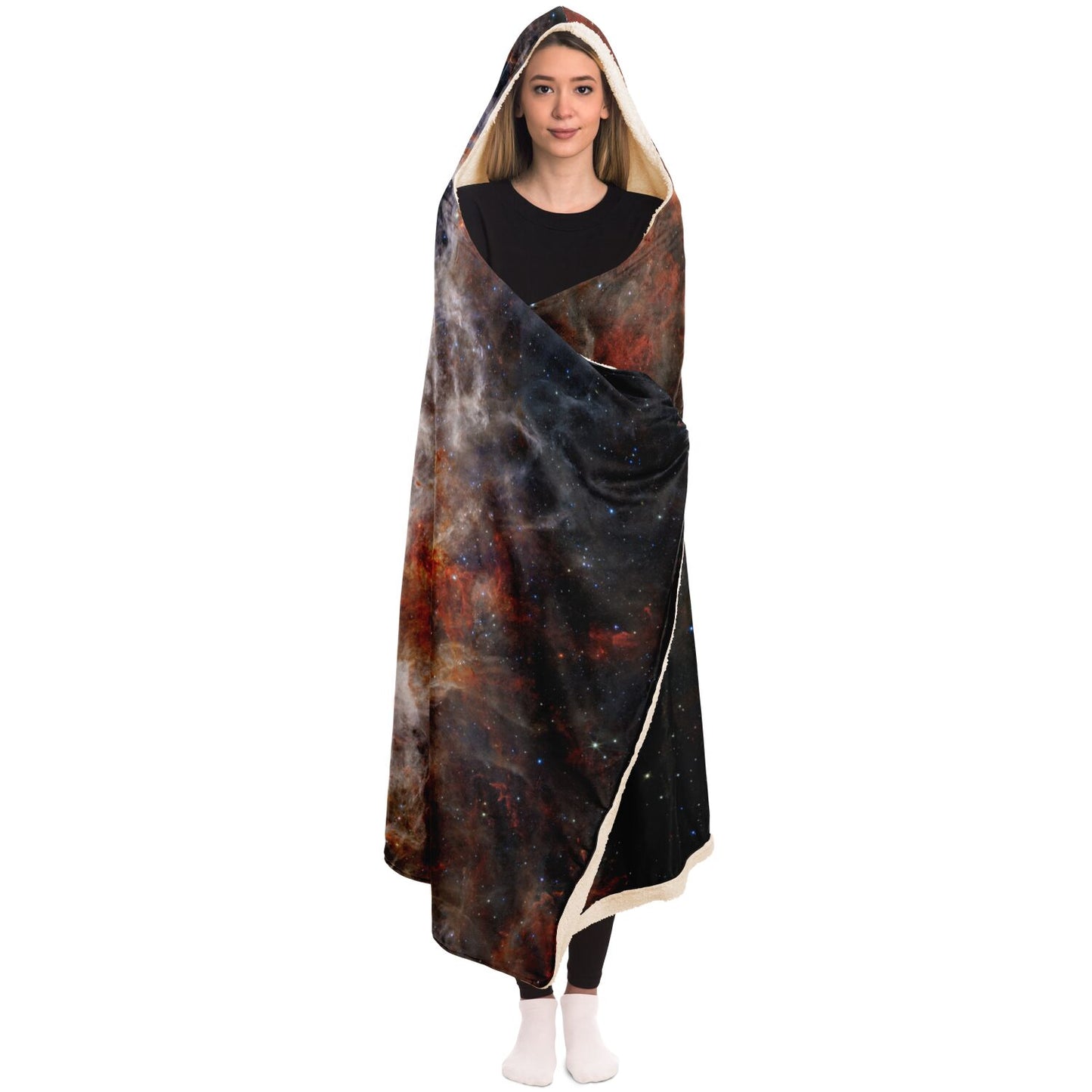 Tarantula Nebula JWST Astrophotography Hooded Blanket (Fleece or Sherpa Lined)