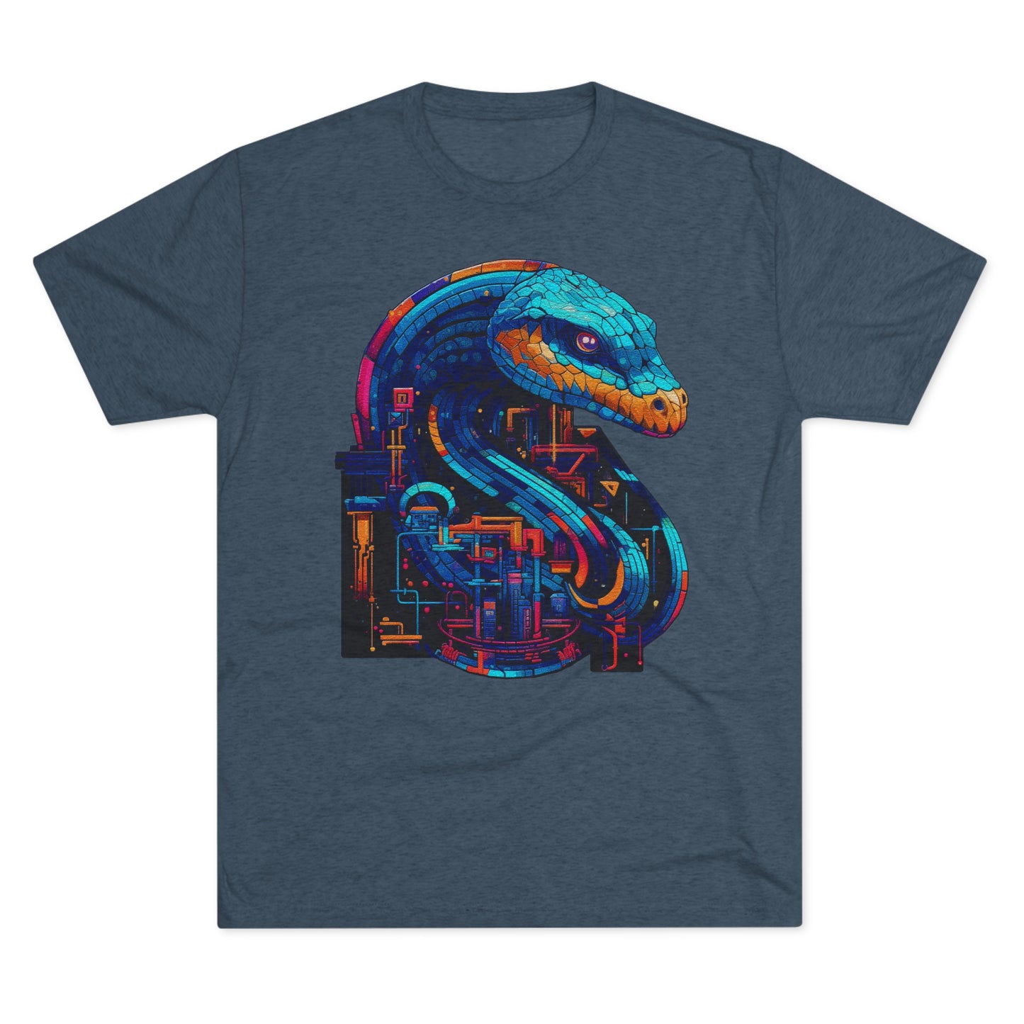 Cyber Snake, Techno Viper of the Digital Realm- Men's Classic Fit Tri-Blend Crew T-Shirt