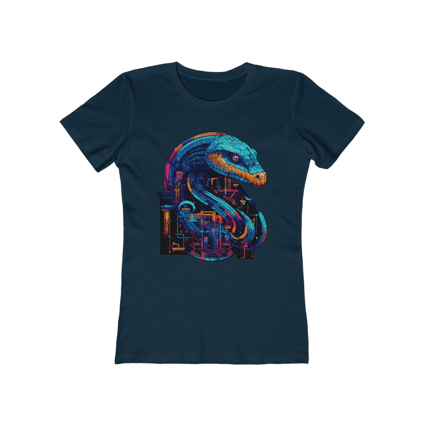 Cyber Snake: Techno Viper of the Digital Realm Women's Fitted T-Shirt