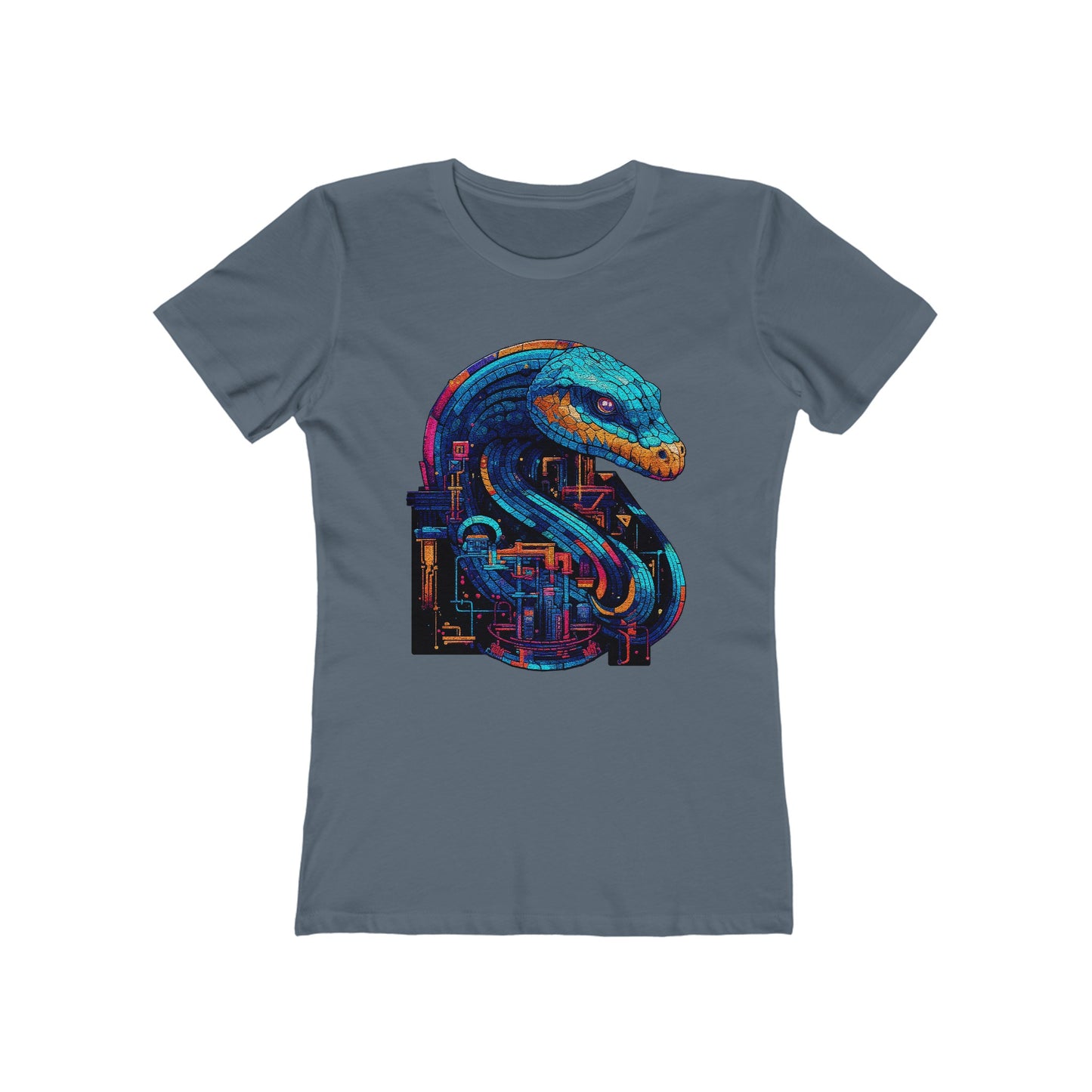 Cyber Snake: Techno Viper of the Digital Realm Women's Fitted T-Shirt