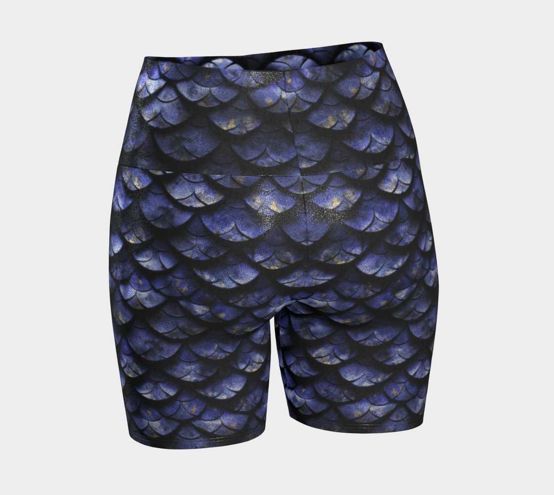 Midnight Dragon Scales Glitter/Performance Yoga Shorts