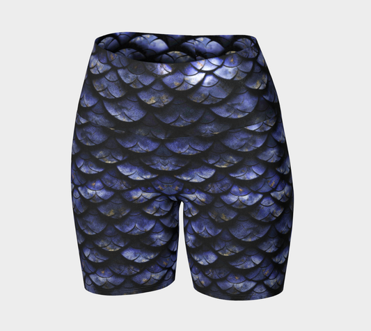 Midnight Dragon Scales Glitter/Performance Yoga Shorts