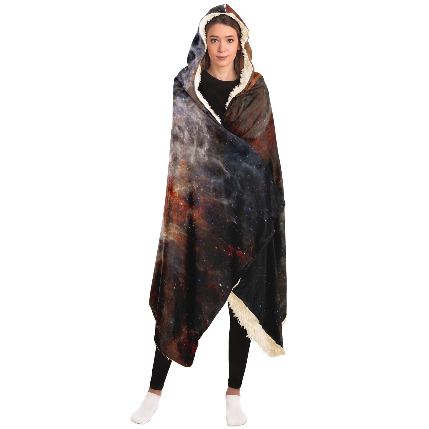 Tarantula Nebula JWST Astrophotography Hooded Blanket (Fleece or Sherpa Lined)