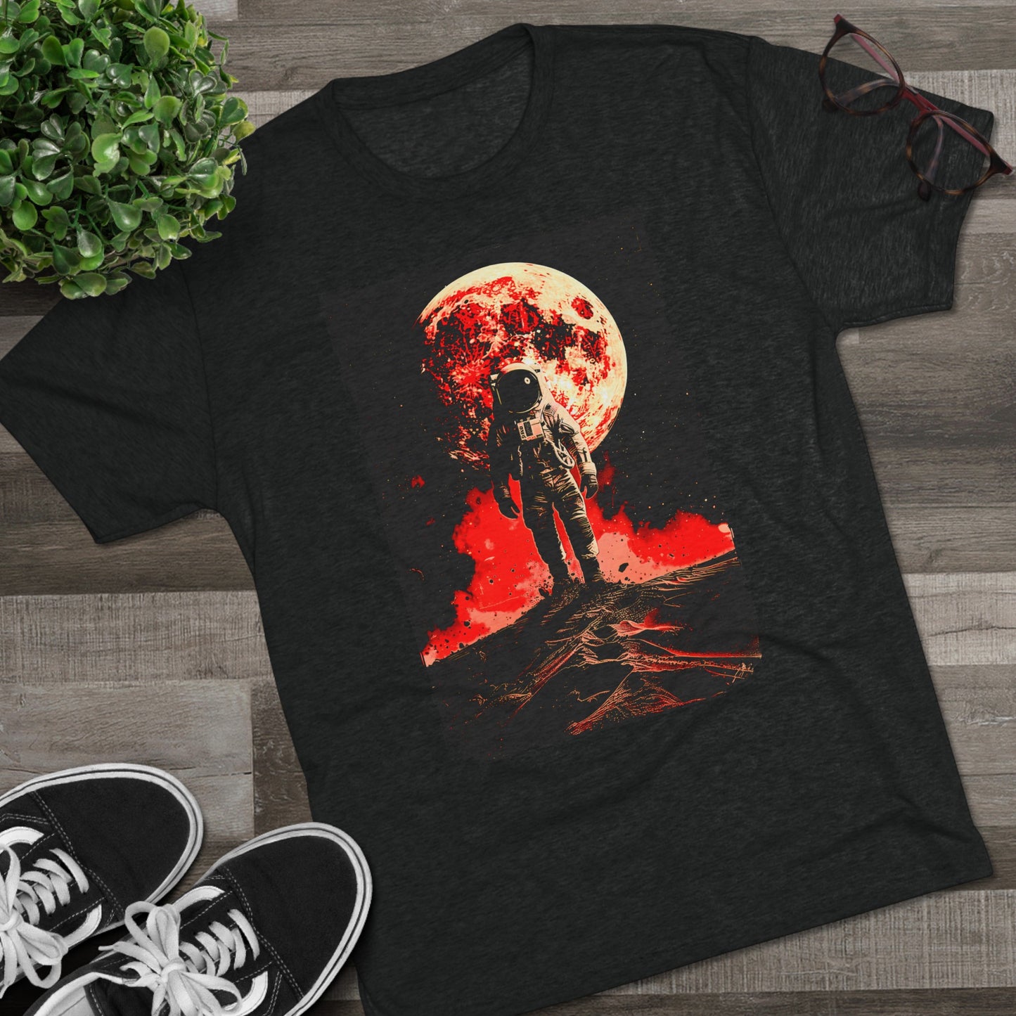 Red Planet Moonlit Space Walk Men's Classic Fit Tri-Blend Crew T-Shirt