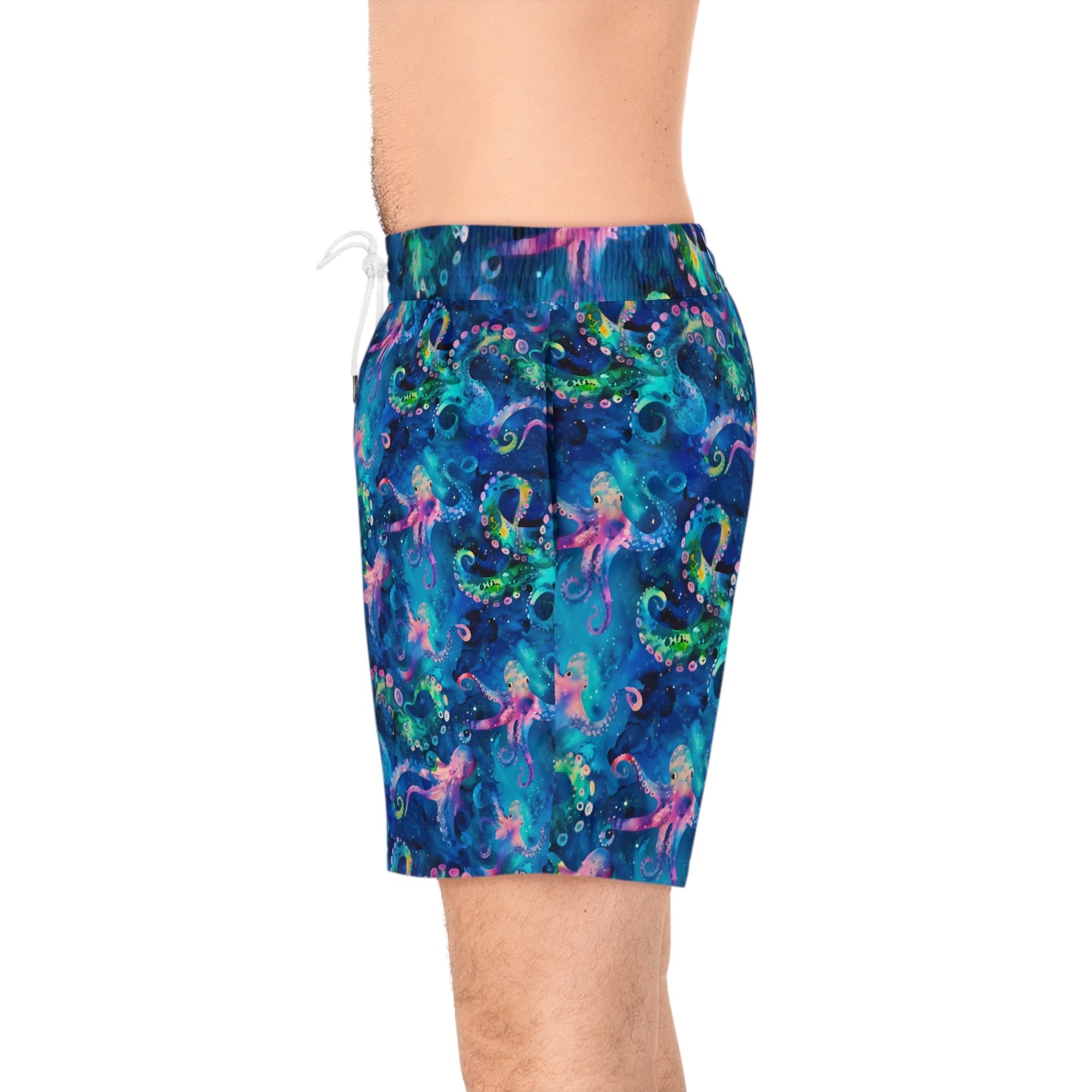 Abstract Space Octopi Men's Mid-Length Swim Shorts