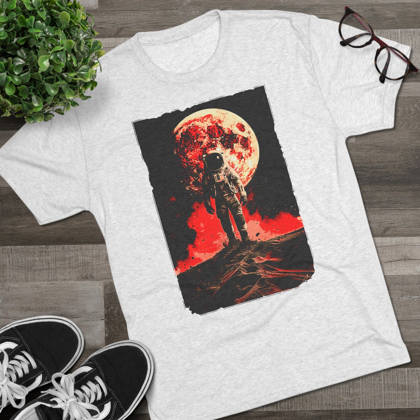 Red Planet Moonlit Space Walk Men's Classic Fit Tri-Blend Crew T-Shirt