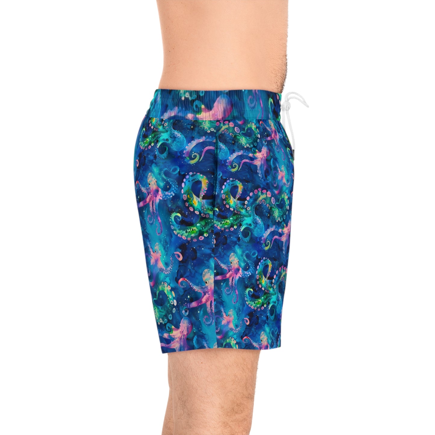 Abstract Space Octopi Men's Mid-Length Swim Shorts