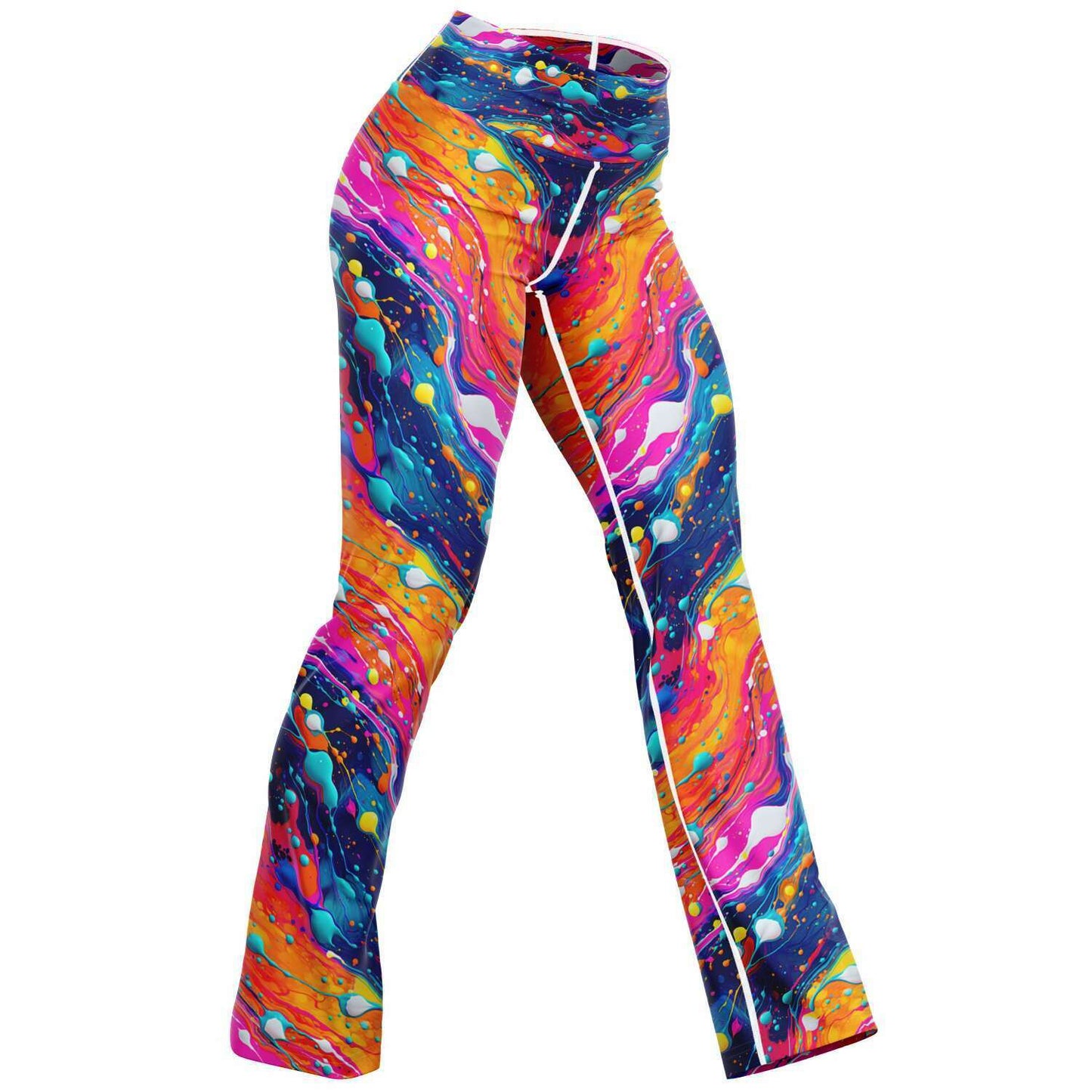 Tangerine Fluid Art Flare Leggings