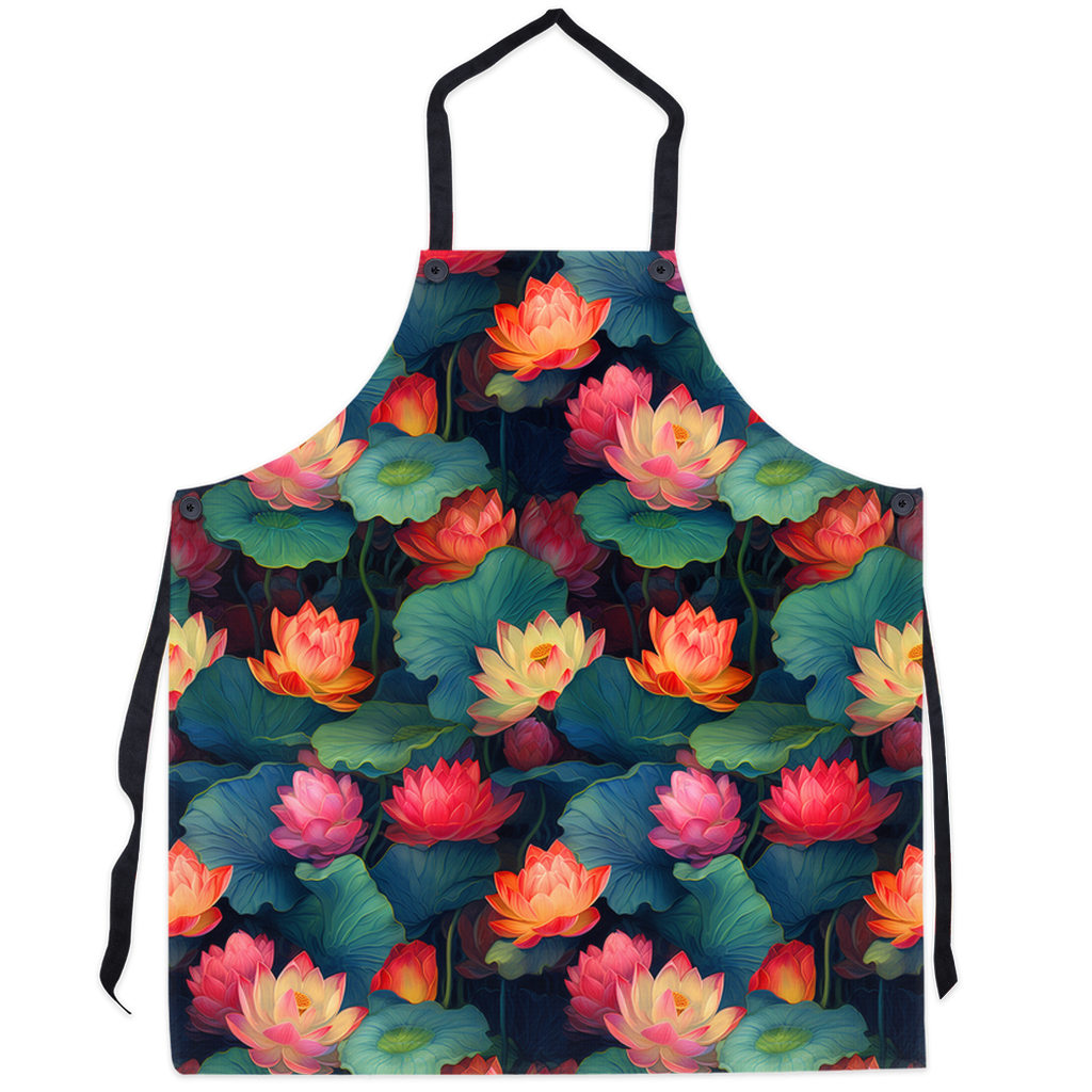 Ethereal Lotus Flowers, Art Nouveau Inspired Apron