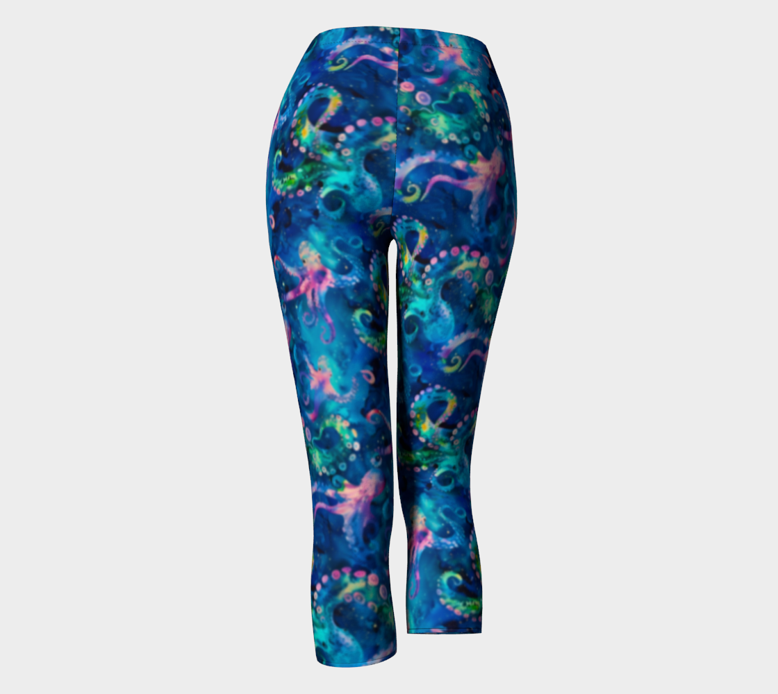 Abstract Space Octopi Capri Leggings