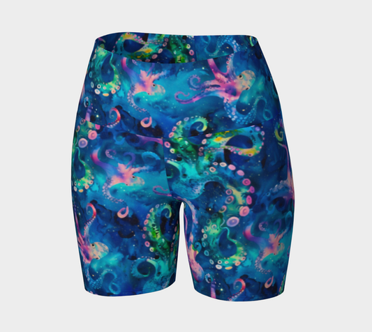 Abstract Space Octopi Yoga Shorts