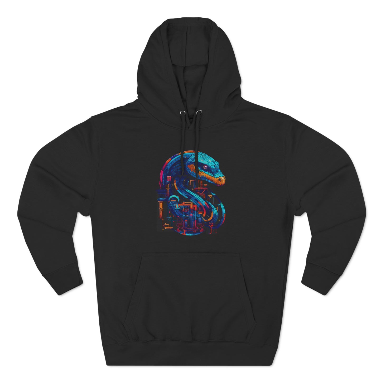 Techno Viper of the Digital Realm Three-Panel Fleece Hoodie