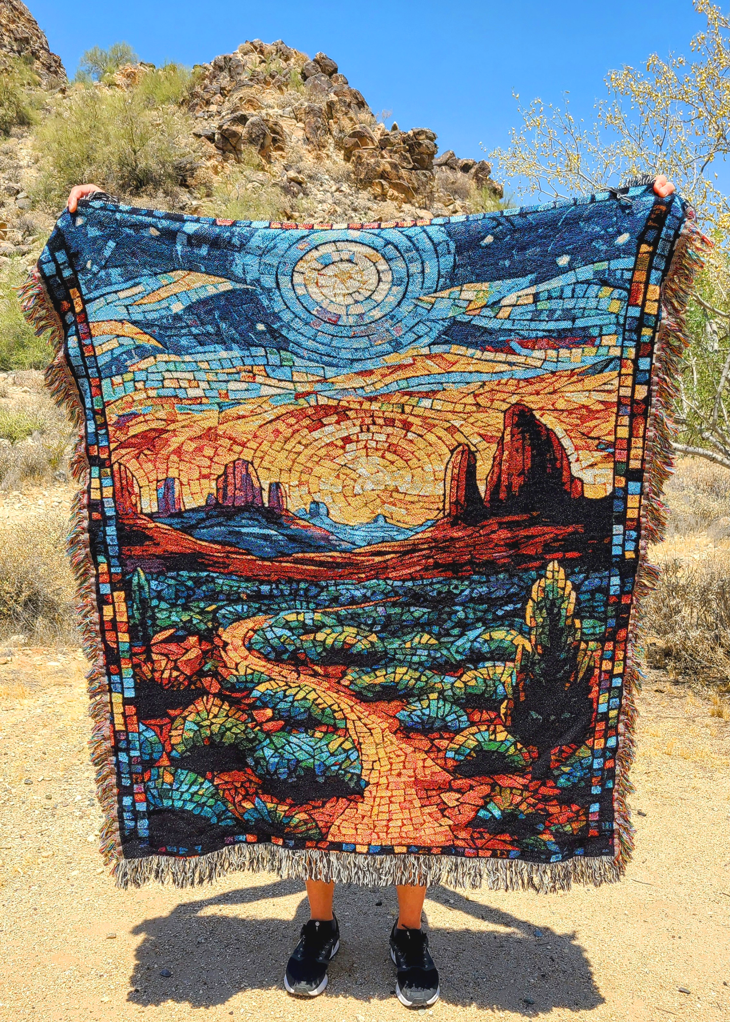 Sedona Stained Glass Desert Woven Blanket