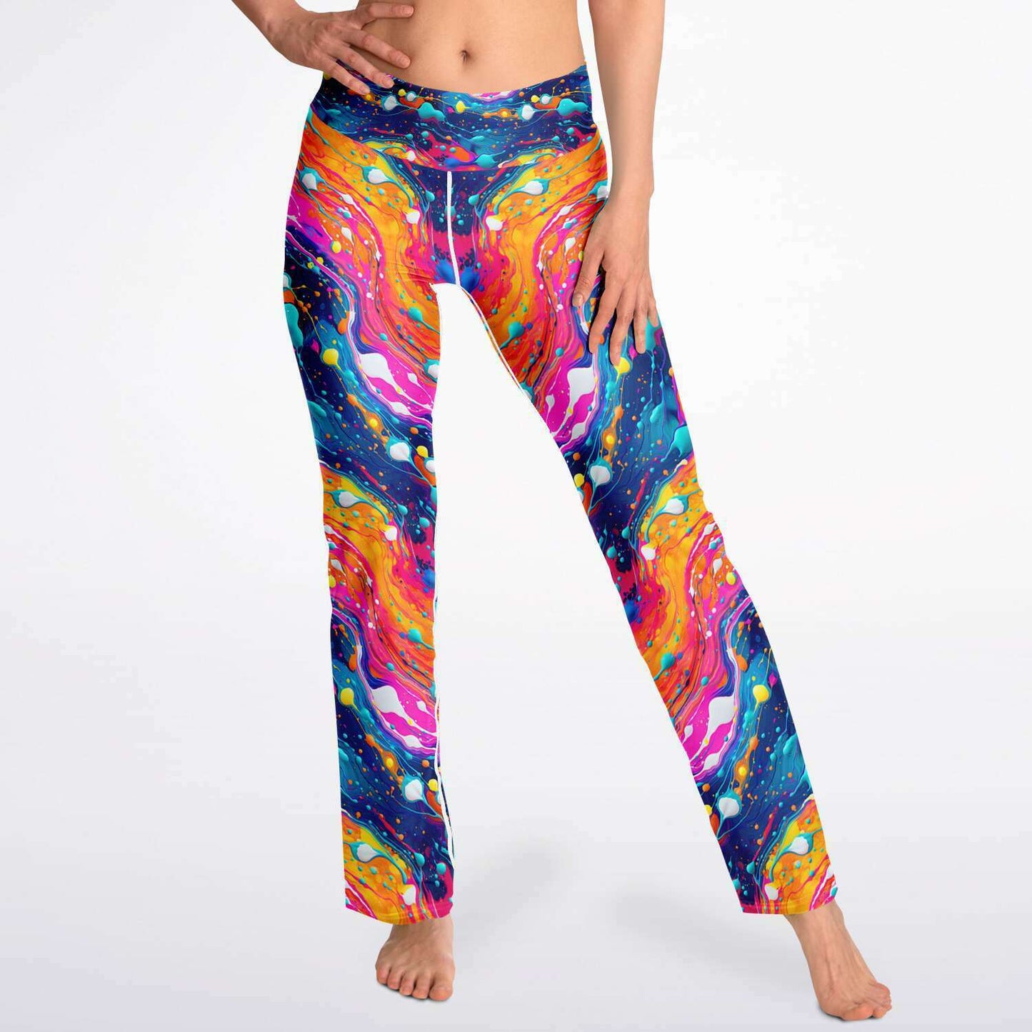 Tangerine Fluid Art Flare Leggings