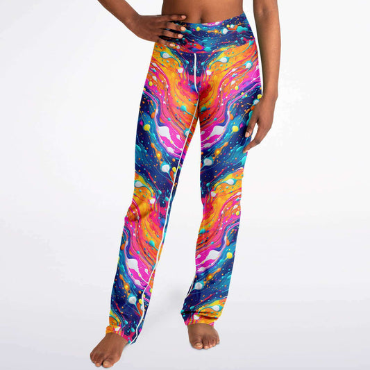 Tangerine Fluid Art Flare Leggings