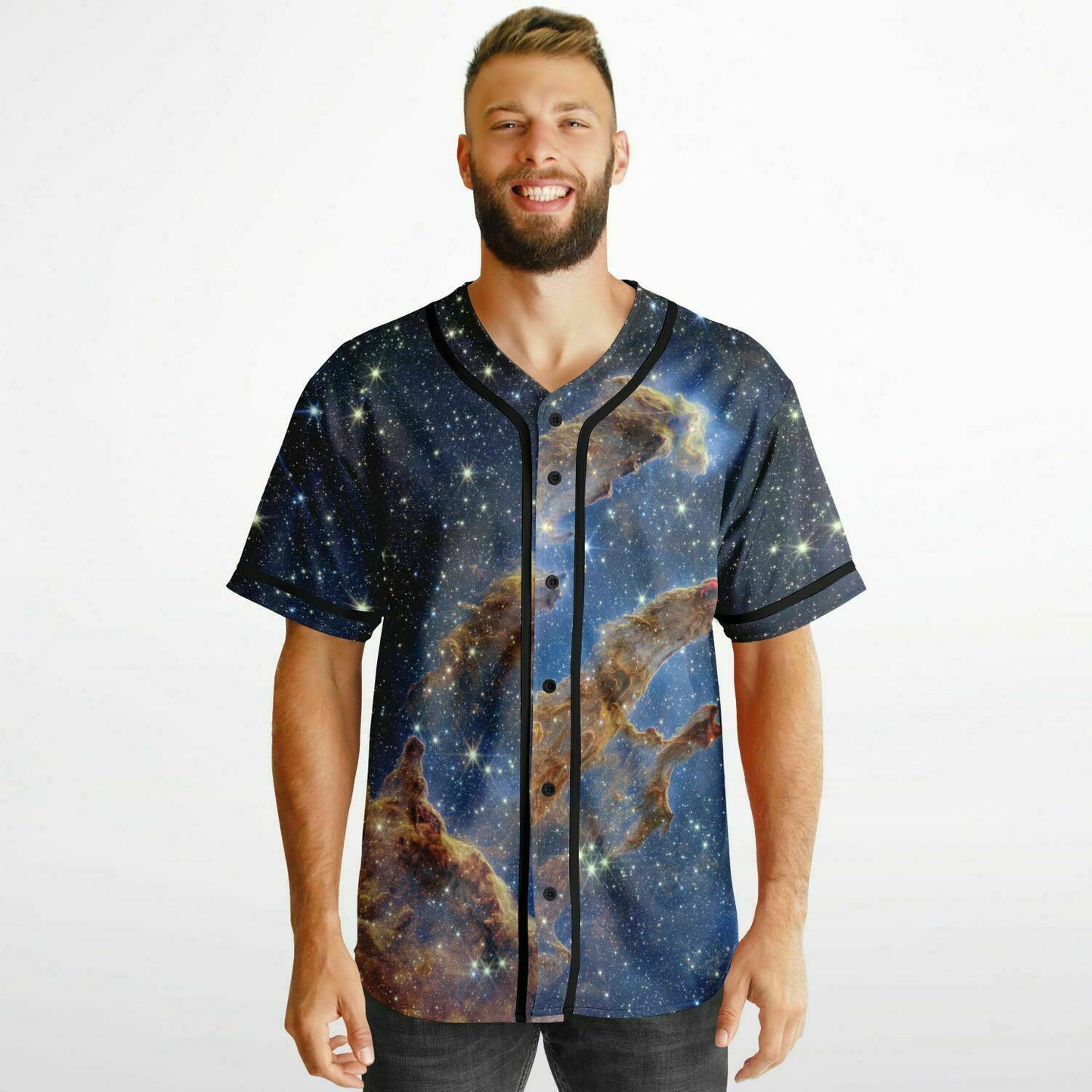 Pillars of Creation and Tarantula Nebula JWST Astrophotography Reversible Baseball Jersey