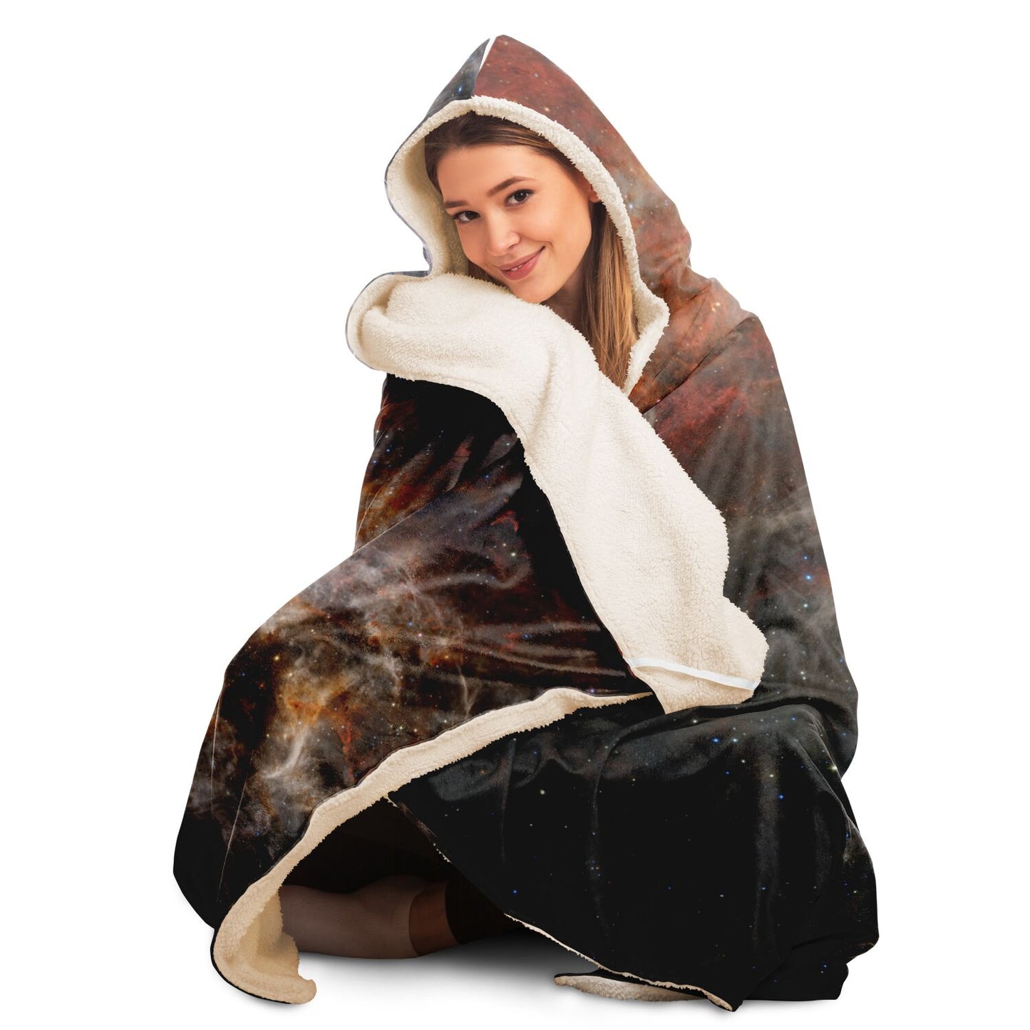 Tarantula Nebula JWST Astrophotography Hooded Blanket (Fleece or Sherpa Lined)