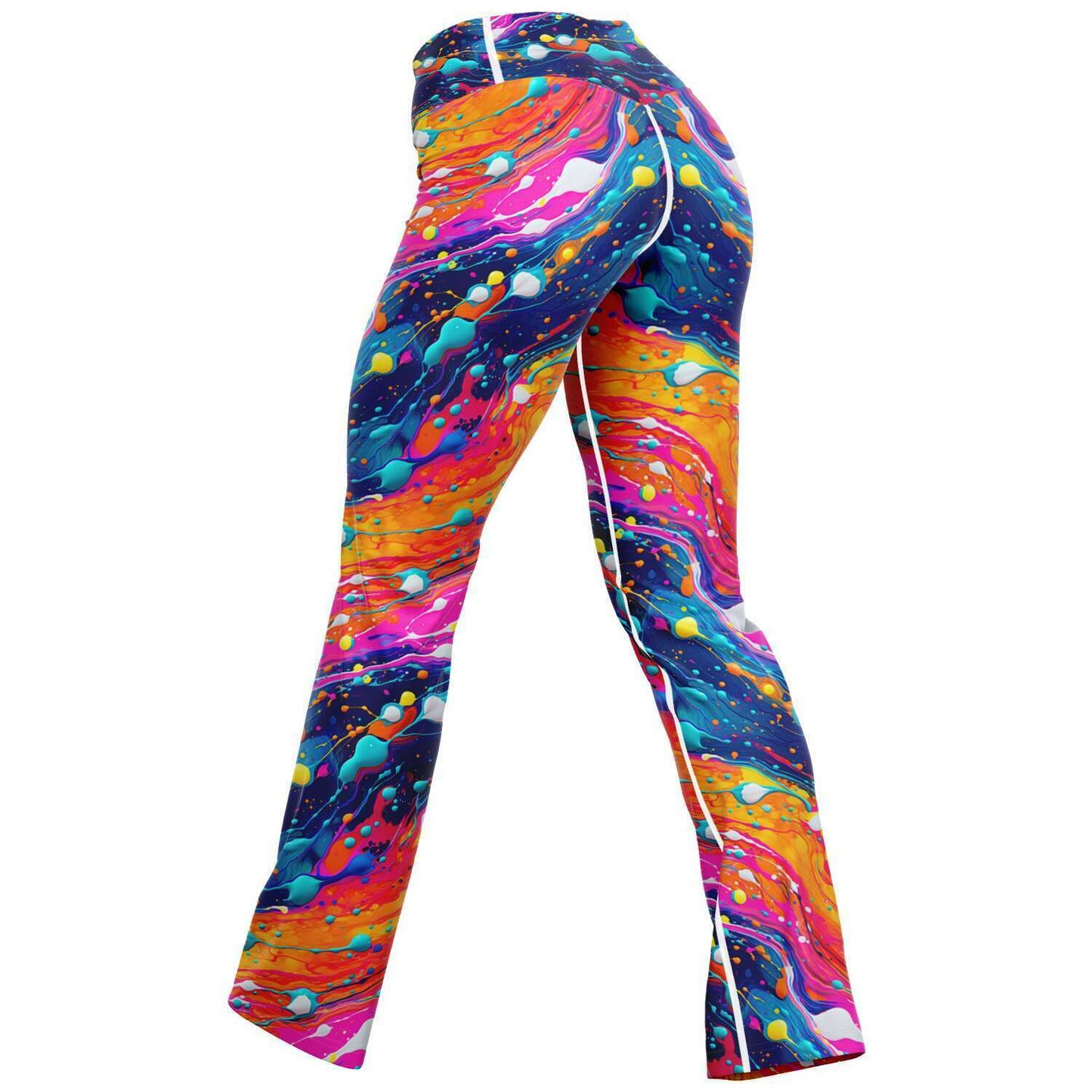 Tangerine Fluid Art Flare Leggings