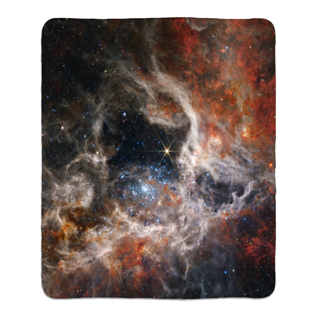 Tarantula Nebula JWST Astrophotography Fleece Sherpa Blanket