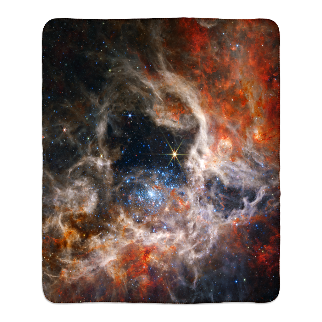 Tarantula Nebula JWST Astrophotography Fleece Sherpa Blanket