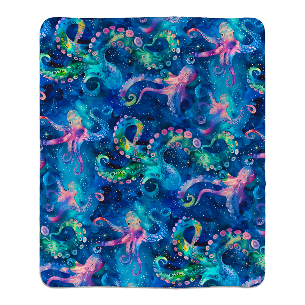 Abstract Space Octopi Fleece Sherpa Blanket