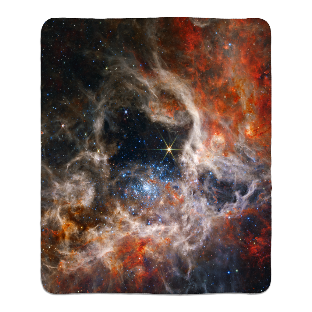 Tarantula Nebula JWST Astrophotography Fleece Sherpa Blanket