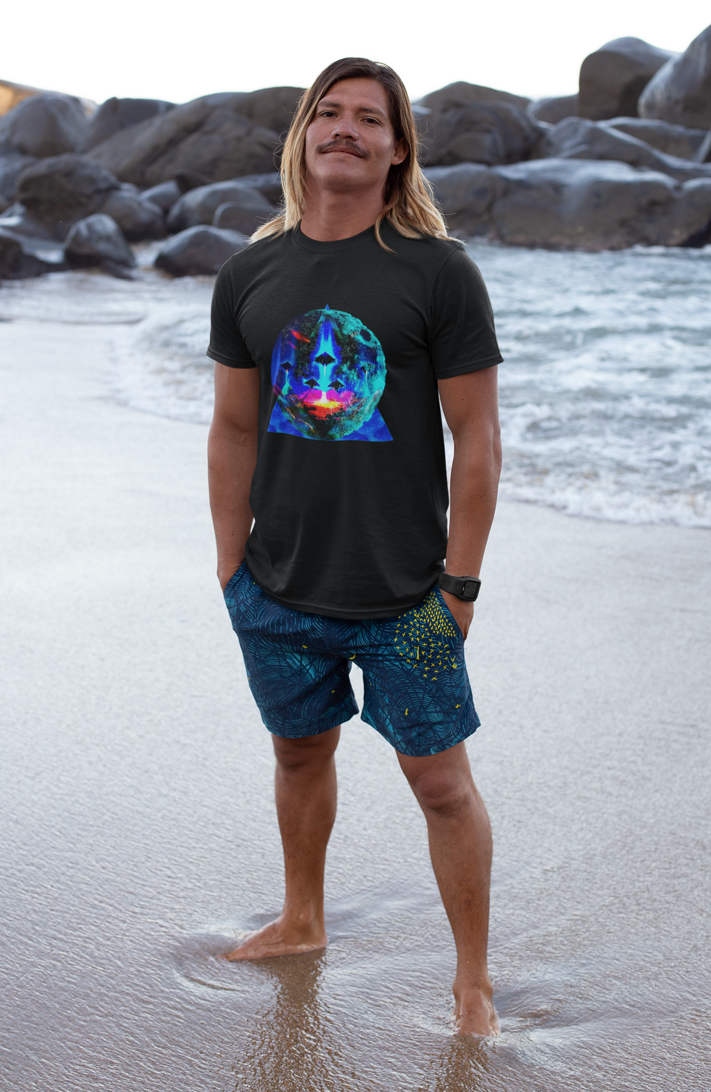 Stingrays Ascension from the Dark Moon Men's Relaxed Fit Midweight T-Shirt