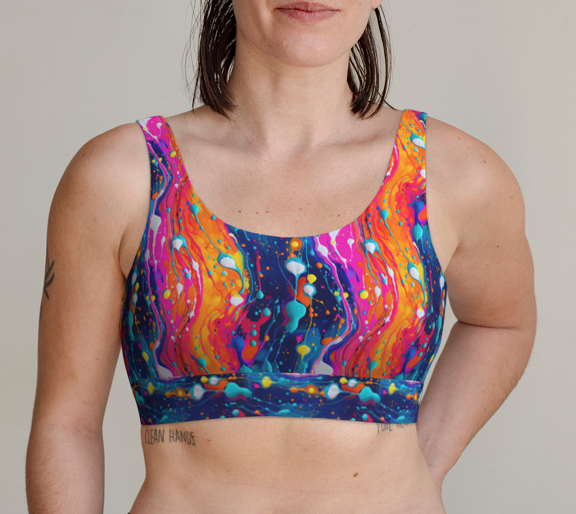 Tangerine Fluid Art Scoop Bralette