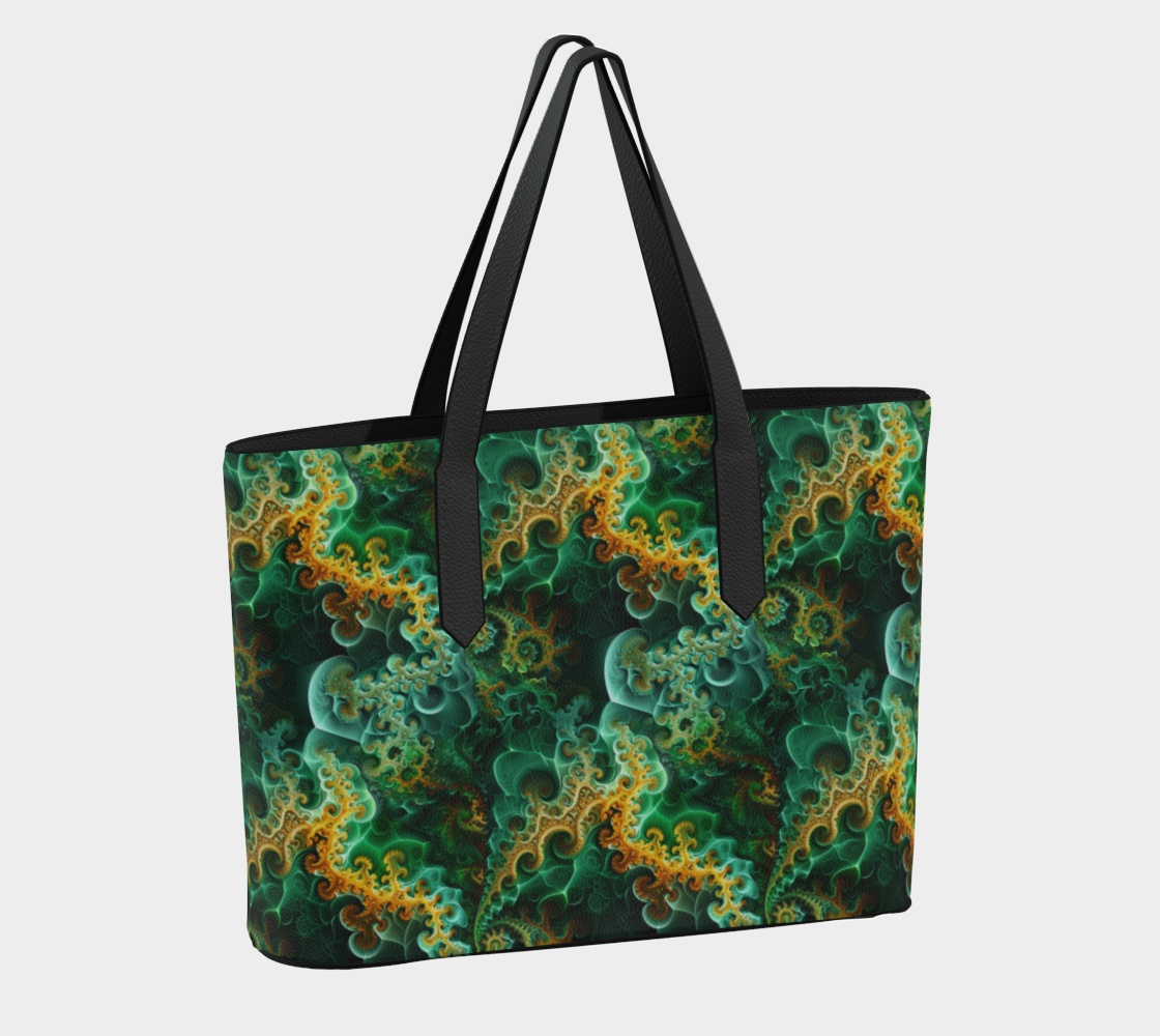 Green Fractal Garden Vegan Leather Bag