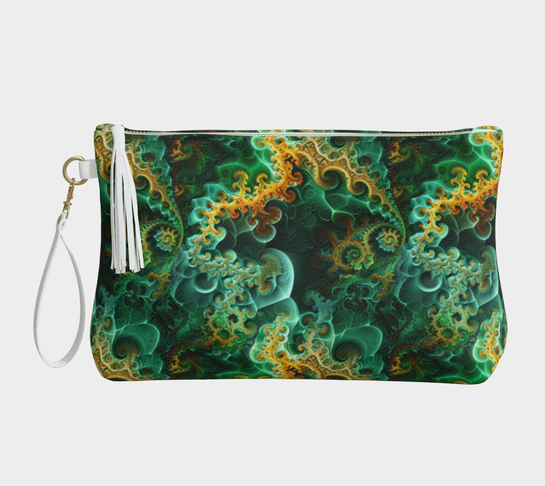 Green Fractal Garden Lined Makeup Bag