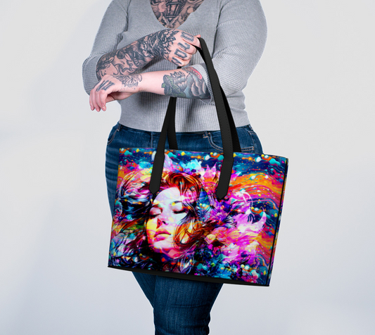 Mystical Goddess Fluid Art Vegan Leather Bag