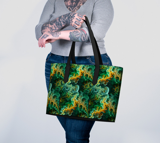 Green Fractal Garden Vegan Leather Bag