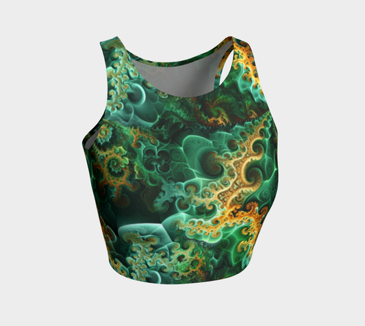 Green Fractal Garden Athletic Cropped Tank Top