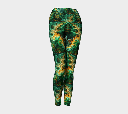 Green Fractal Garden Compression Yoga Leggings