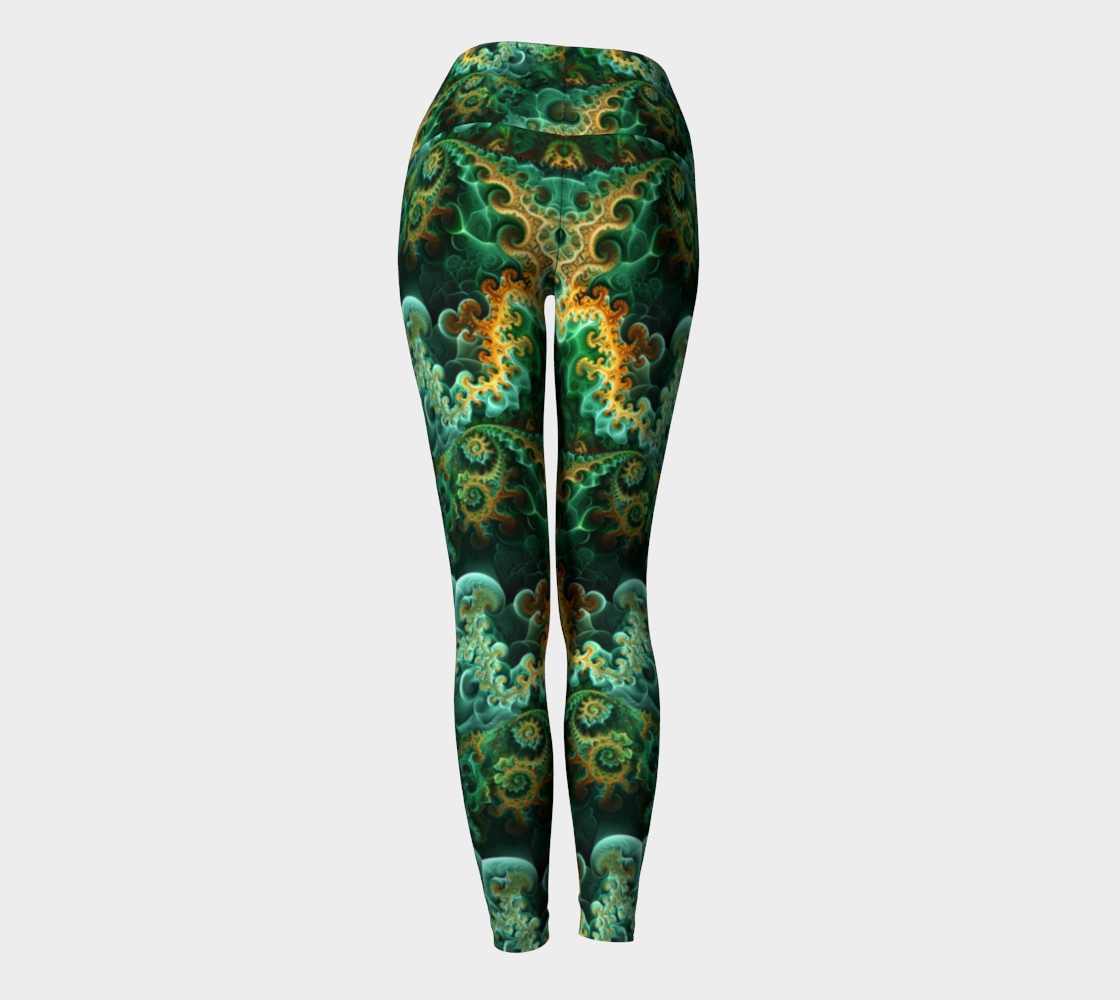 Green Fractal Garden Compression Yoga Leggings