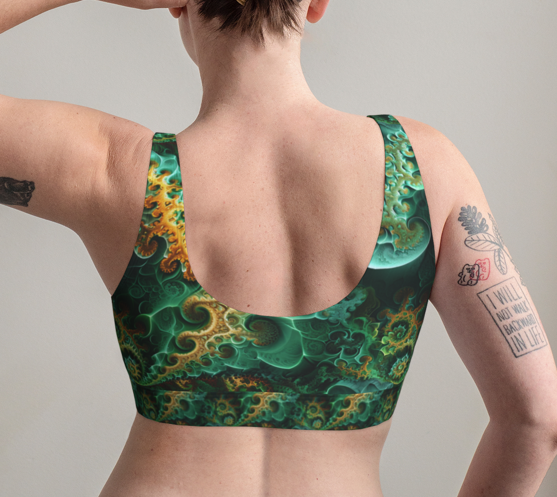 Green Fractal Garden Scoop Bralette