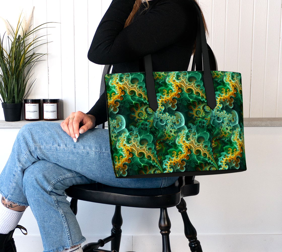 Green Fractal Garden Vegan Leather Bag