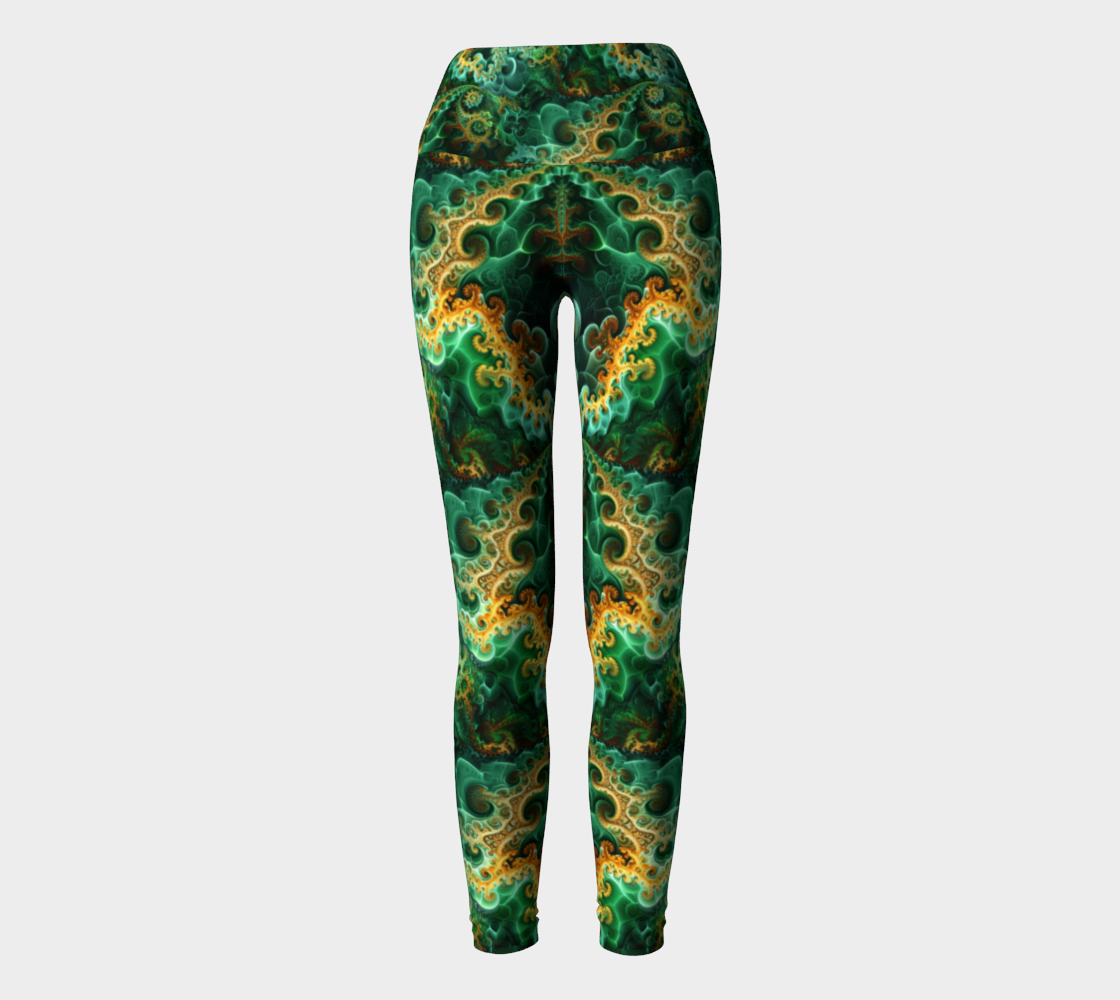 Green Fractal Garden Compression Yoga Leggings